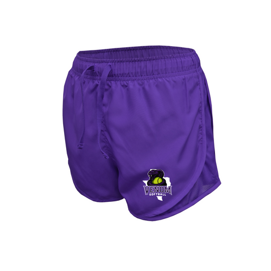 Purple Venom Softball Running Shorts, Venom Girls Shorts, Venom Fastpitch Shorts