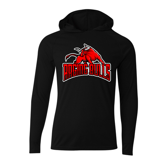 Black Raging Bulls Hooded Shirt, Long Sleeve Raging Bulls Tee, Raging Bulls Spiritwear