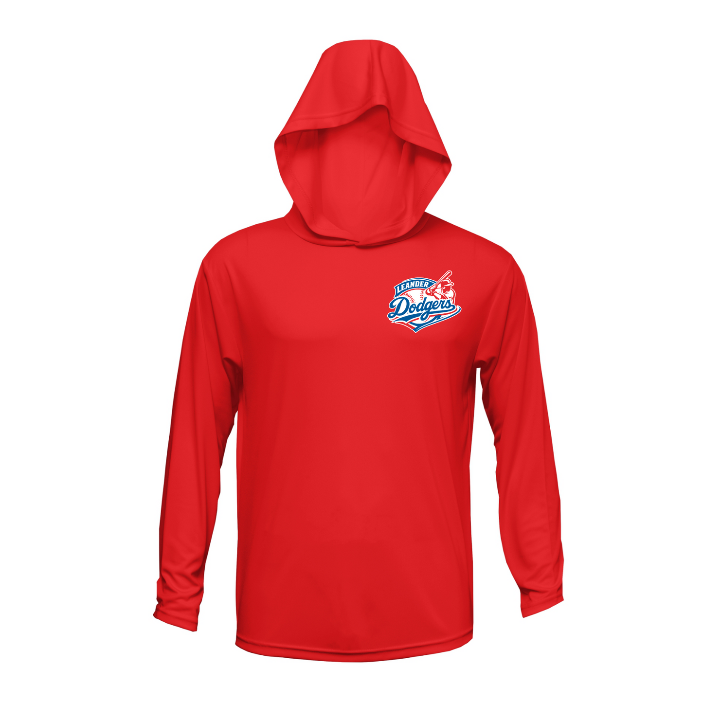Red Leander Dodgers Long Sleeve Hooded Shirt | Team Hooded Tee