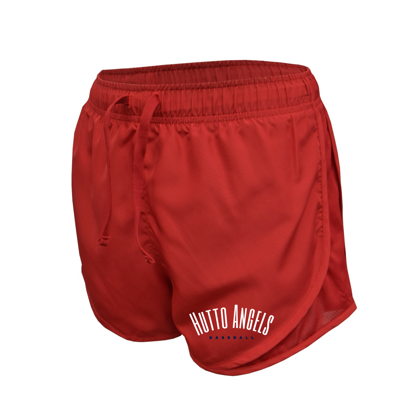 Womens Red Running Shorts, Hutto Angels Shorts, Angels Baseball Logo'd Shorts