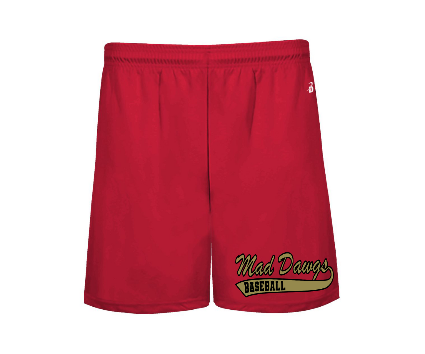 Mad Dawgs Baseball Red Drifit Shorts, Mad Dawgs Shorts, MD Baseball Shorts
