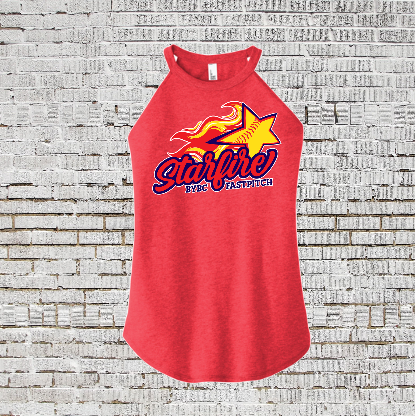 StarFire Fastpitch Rocker Red Tank Top, Women's Rocker Tank, Red Starfire Softball Tank Top