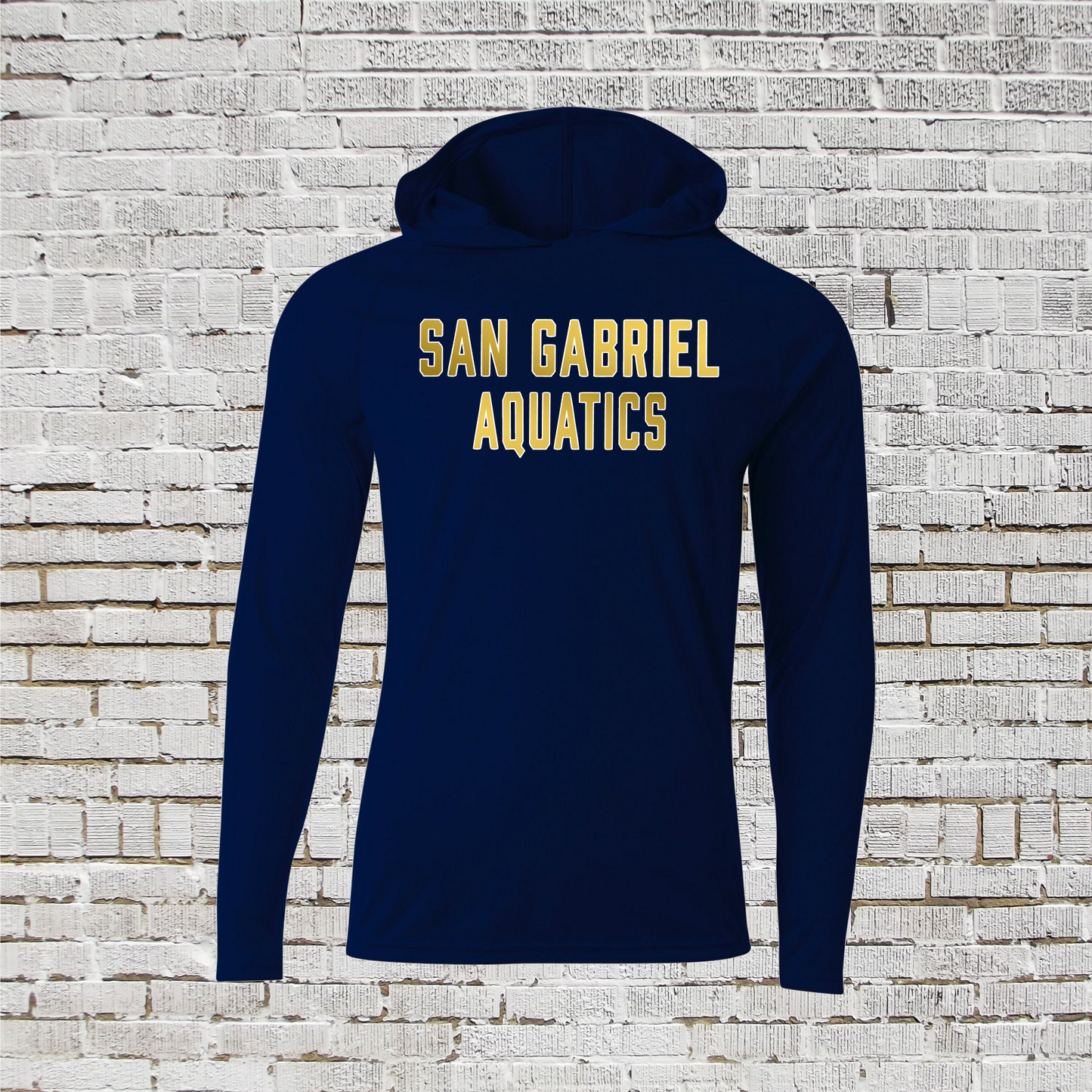 Long Sleeve Hoodie San Gabriel Aquatics Tee, SGA Hooded Tee, San Gabriel Swim Top