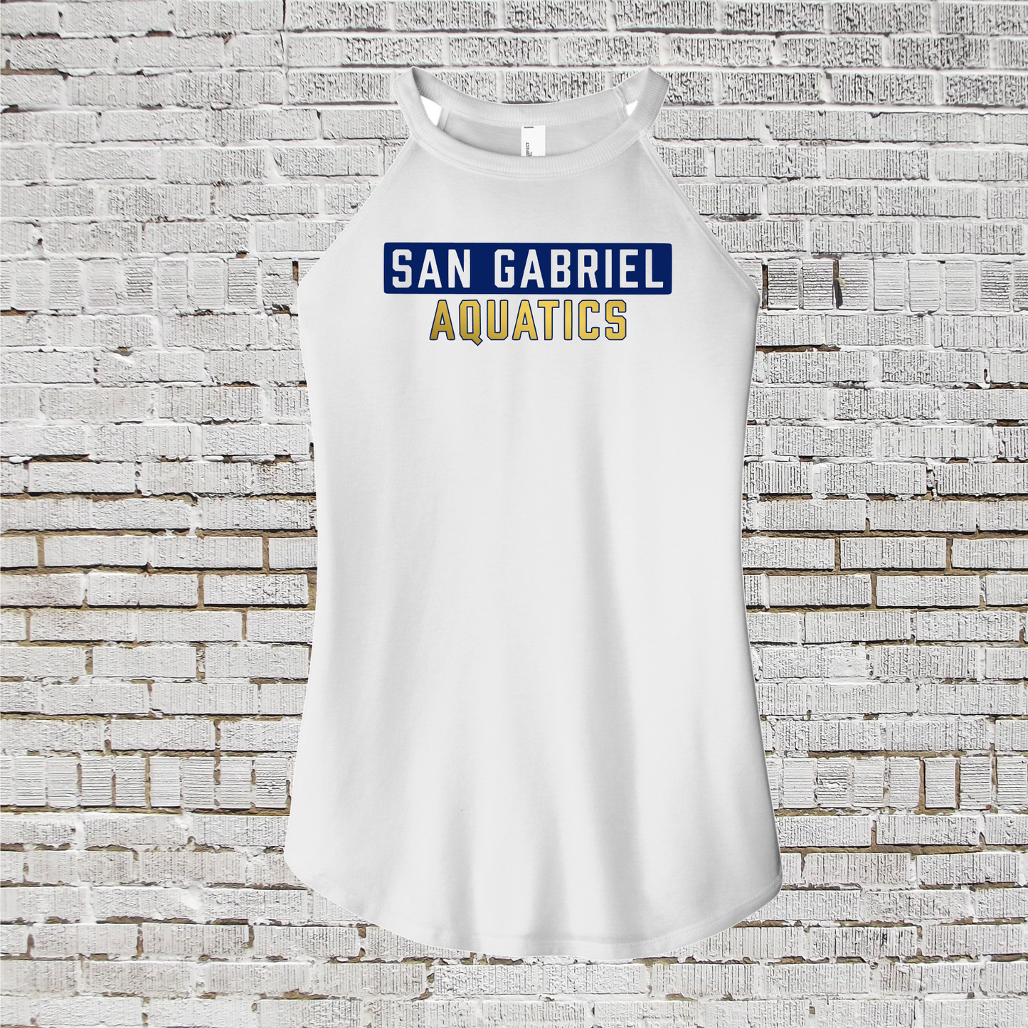 San Gabriel Aquatics Tank Top, Women's White Rocker Tank, SGA Swim Tank Top, District Racerback Tank