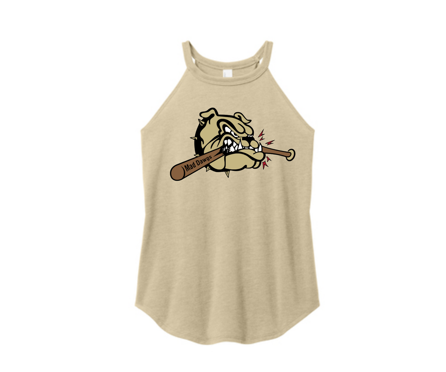Mad Dawgs Baseball Rocker Tank Top, Women's Rocker Tank, Red Mad Dawgs Tank Top, District Tank