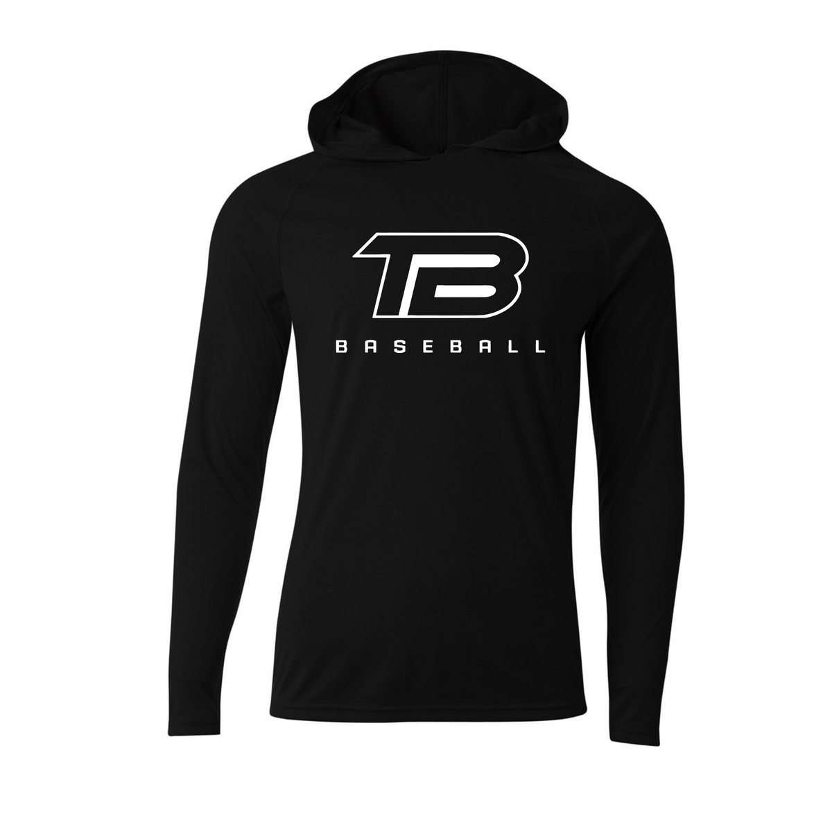 Test Baseball Black Long-Sleeve Hooded Shirt