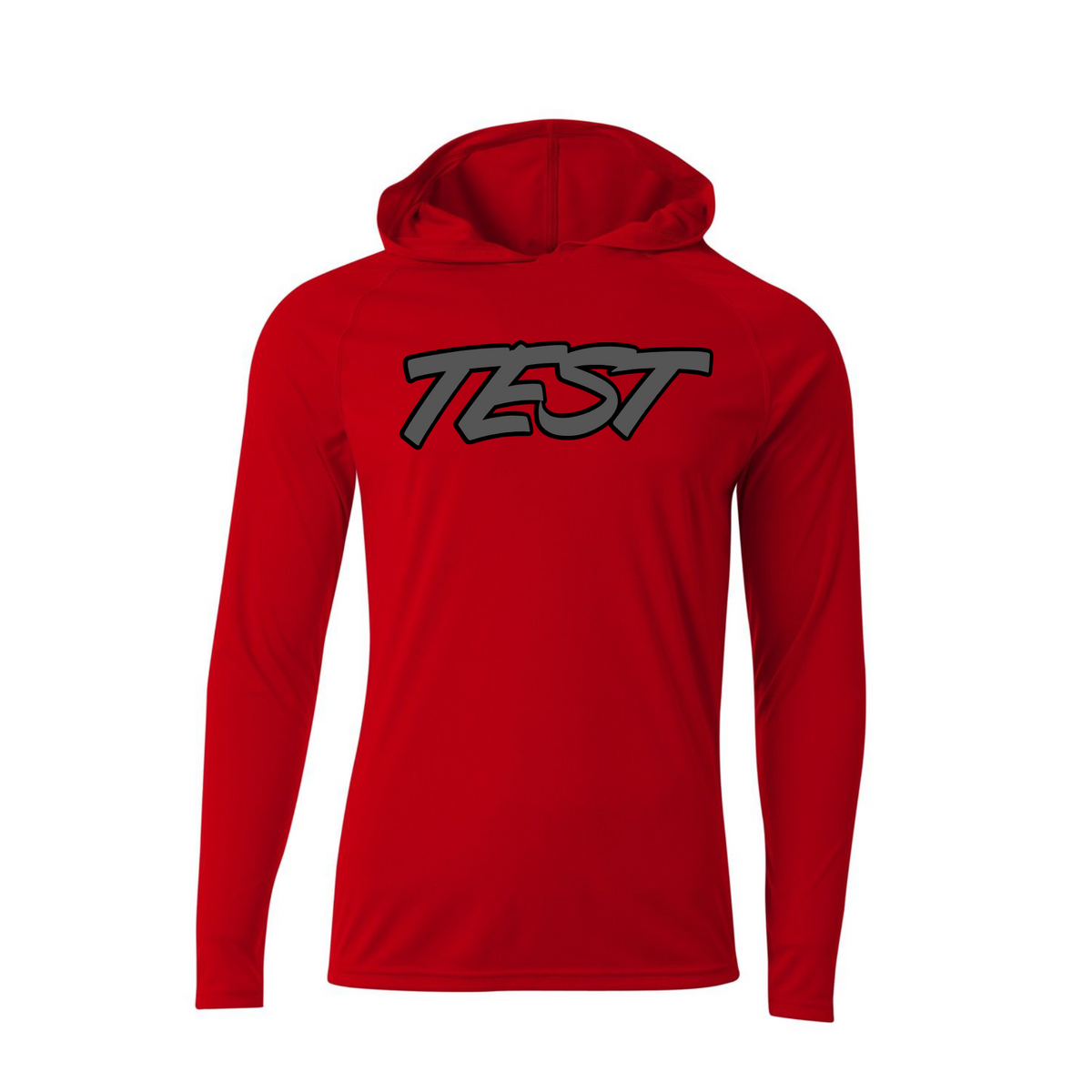 Test Baseball Red Long-Sleeve Hooded Shirt