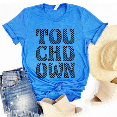 Touchdown Tee, Royal Blue Football Shirt, Blue Touchdown Tshirt