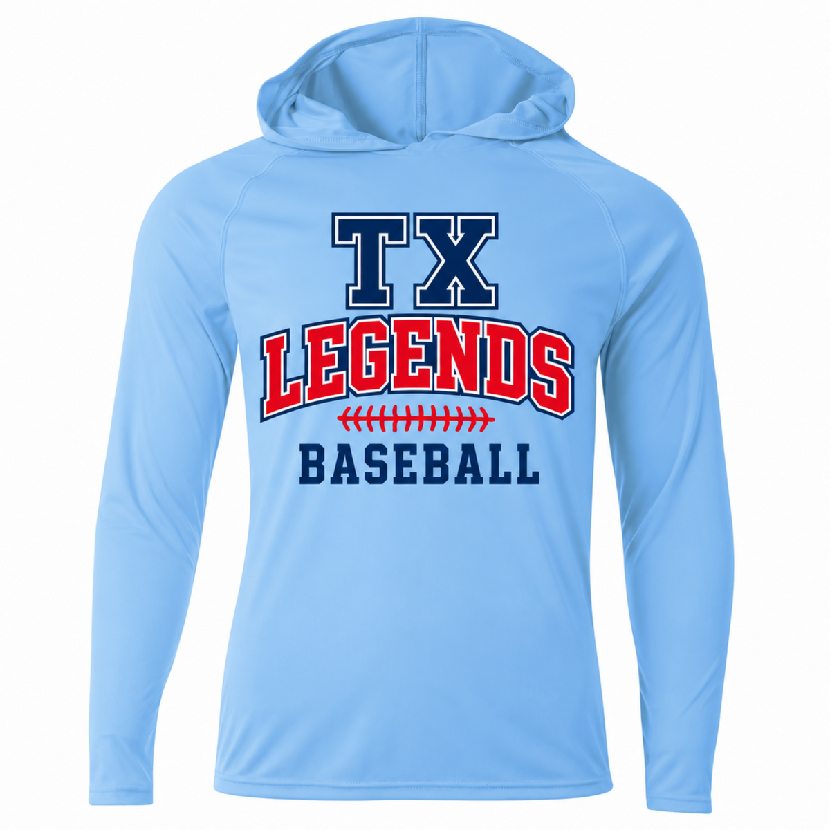 tx legends blue long sleeve hooded tee