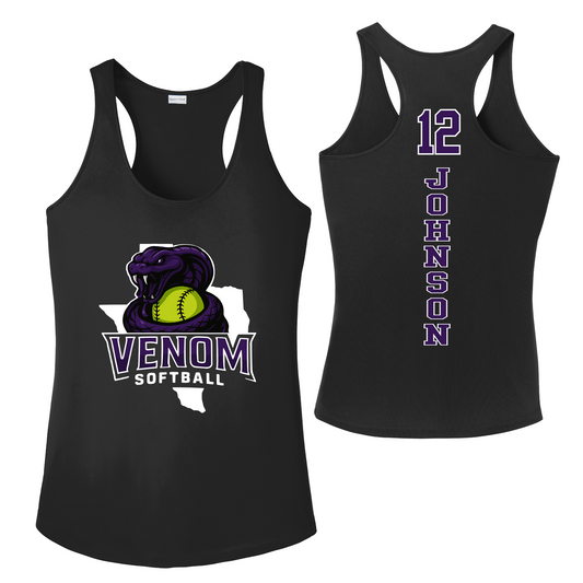 Black Venom Softball Logo Tank Top, Venom Fastpitch Racerback, Venom Softball Spiritwear