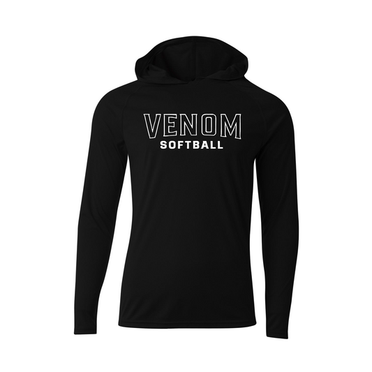 Black Venom Softball Hooded Shirt, Long Sleeve Venom Fastpitch Tee, Venom Softball Spiritwear