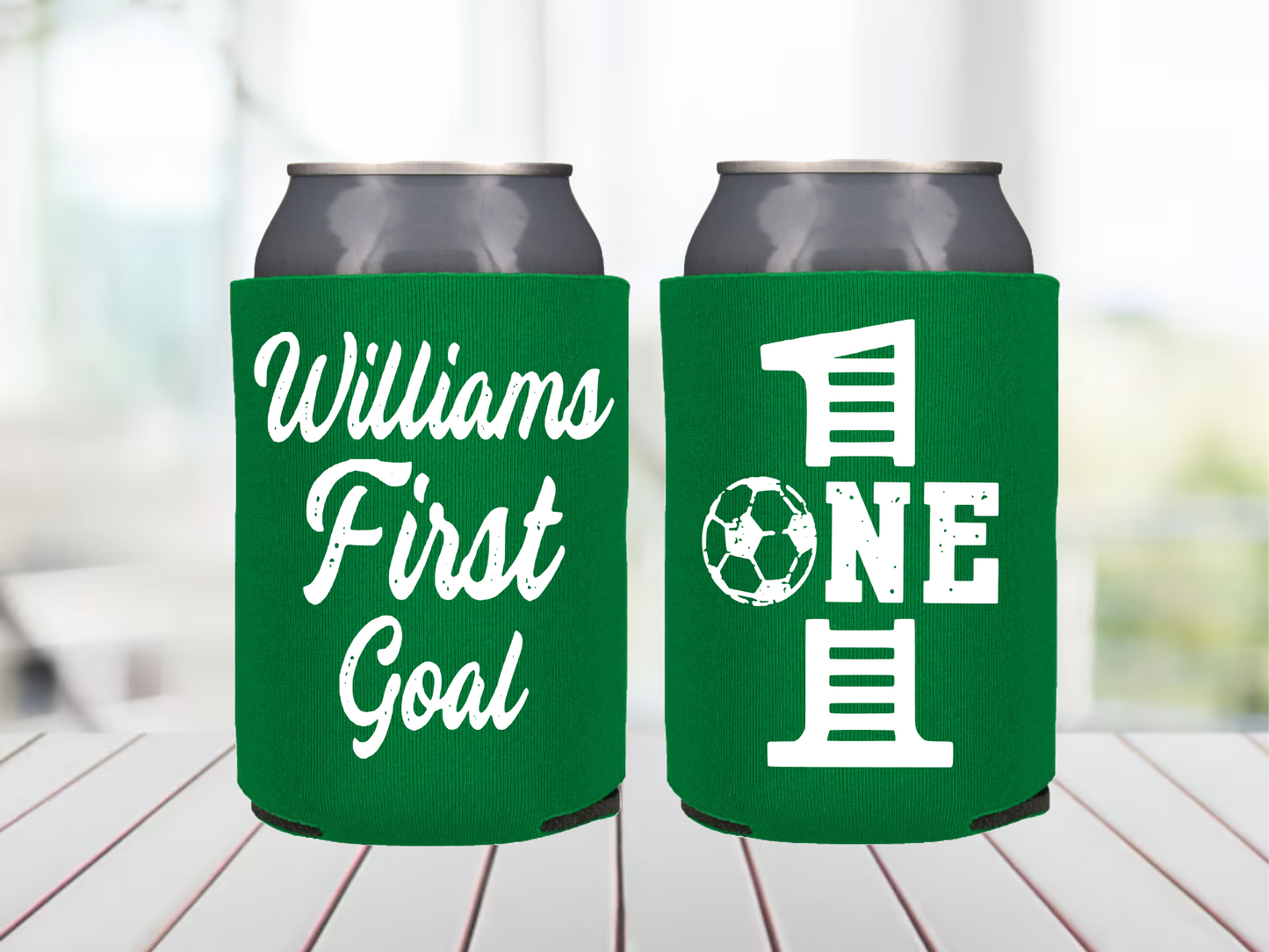 First Birthday Soccer Goal Favors First Goal Birthday Personalized First Year Soccer Can Coolers Soccer First Birthday Party Soccer Ball