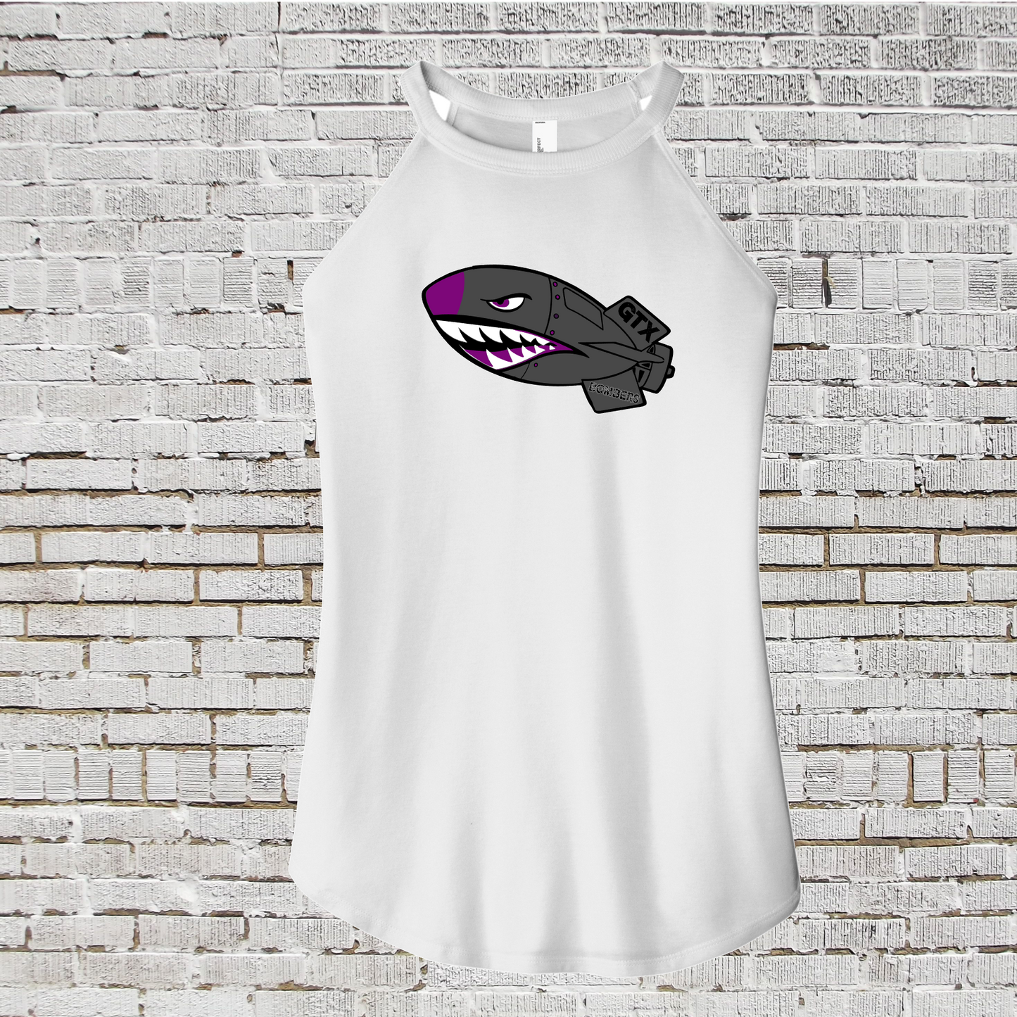 GTX Bombers Rocker White Tank Top, Women's Rocker Tank, White Bombers Softball Tank Top