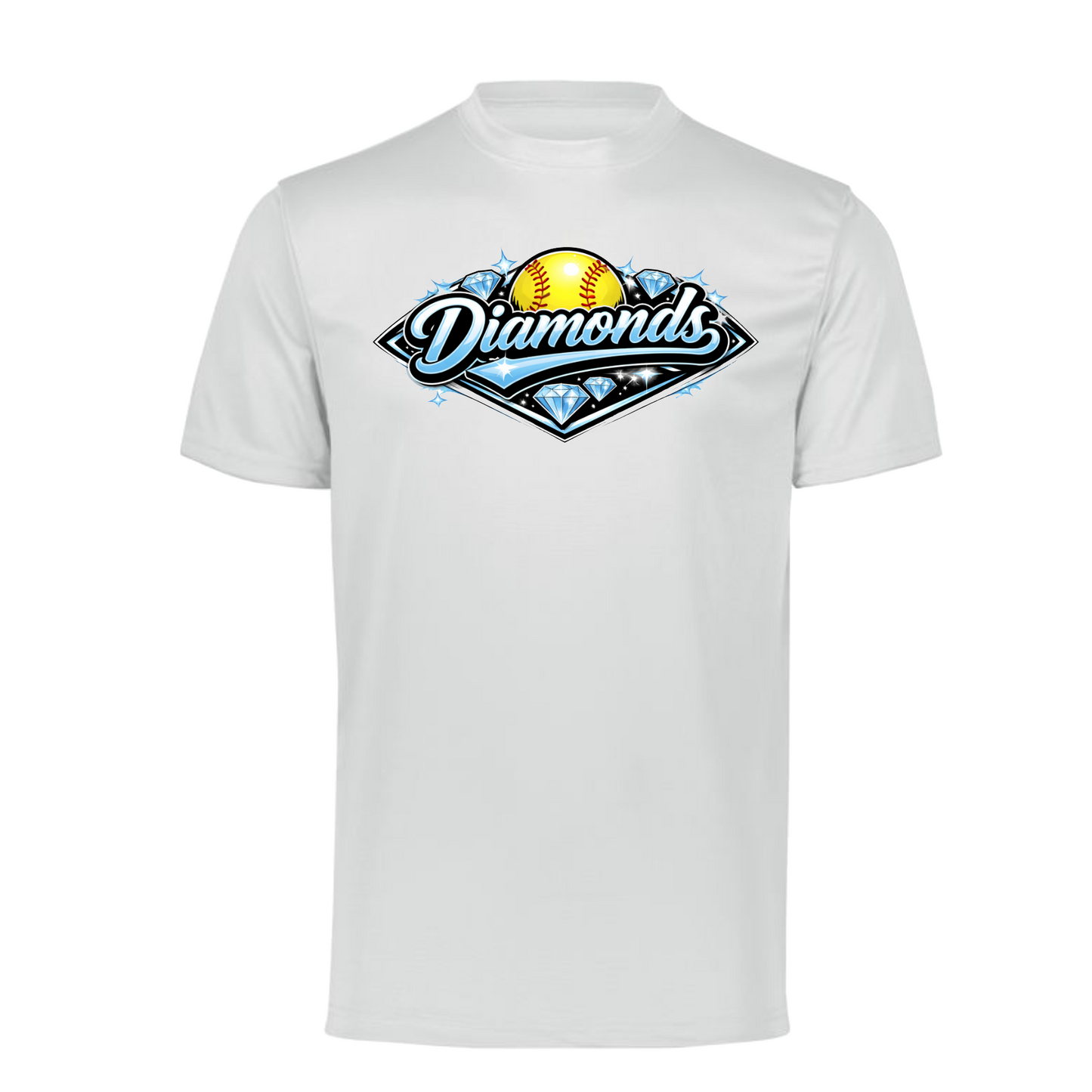 White Diamonds Softball Drifit T-Shirt | Classic Team Spirit Tee
