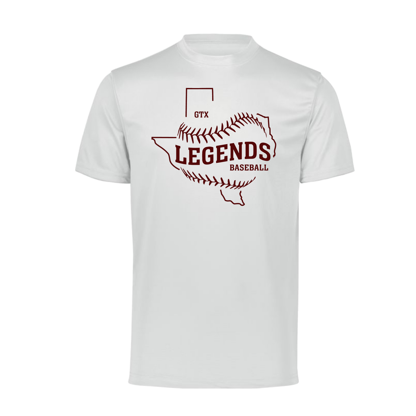 White GTX Legends Baseball Shirt, Legends Tshirt, GTX Legends Baseball Spiritwear