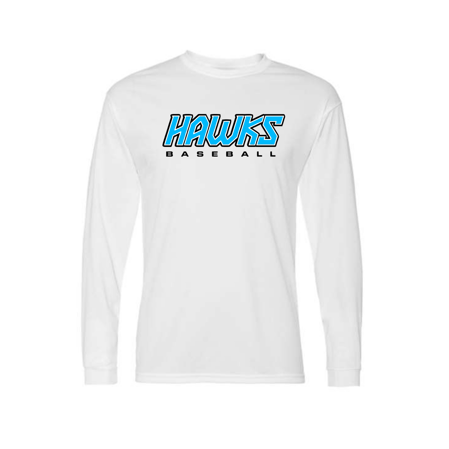 White Long Sleeve Hawks Baseball Tee, Baseball Hawks Shirt, Hawks Baseball Tee