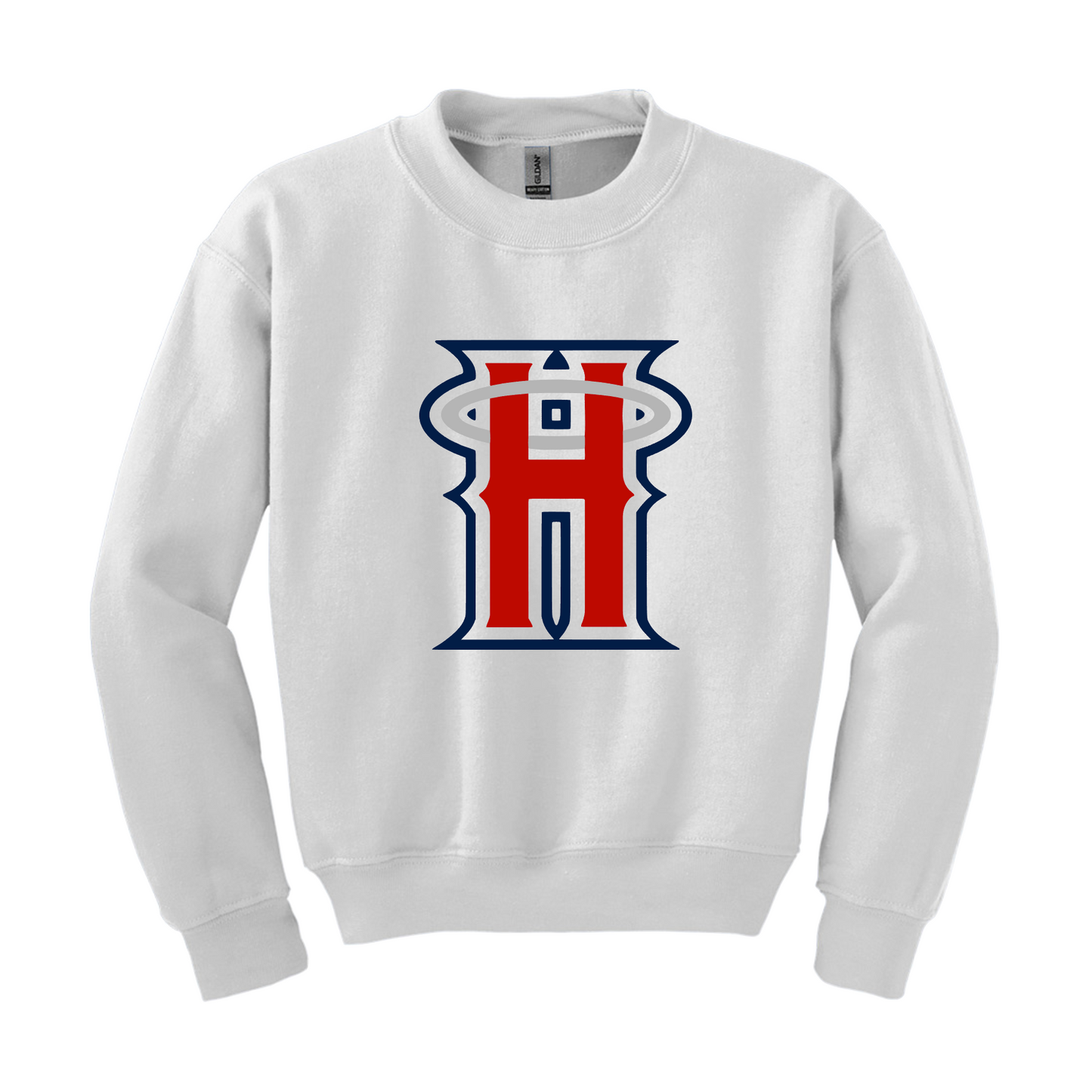Hutto Angels Baseball White Fleece, Angels Baseball Sweatshirt, White Crewneck Sweatshirt