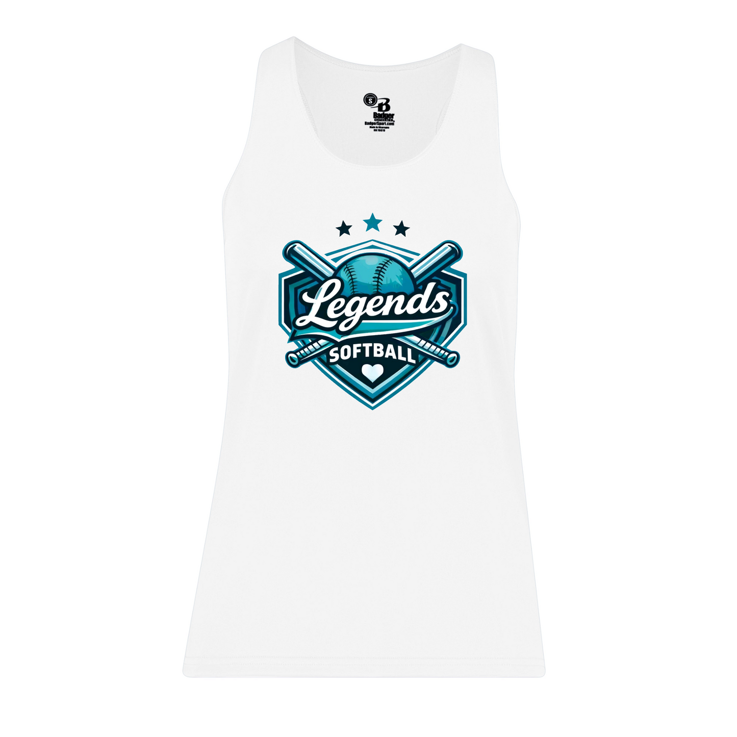Legends Softball Women’s White Racerback Tank