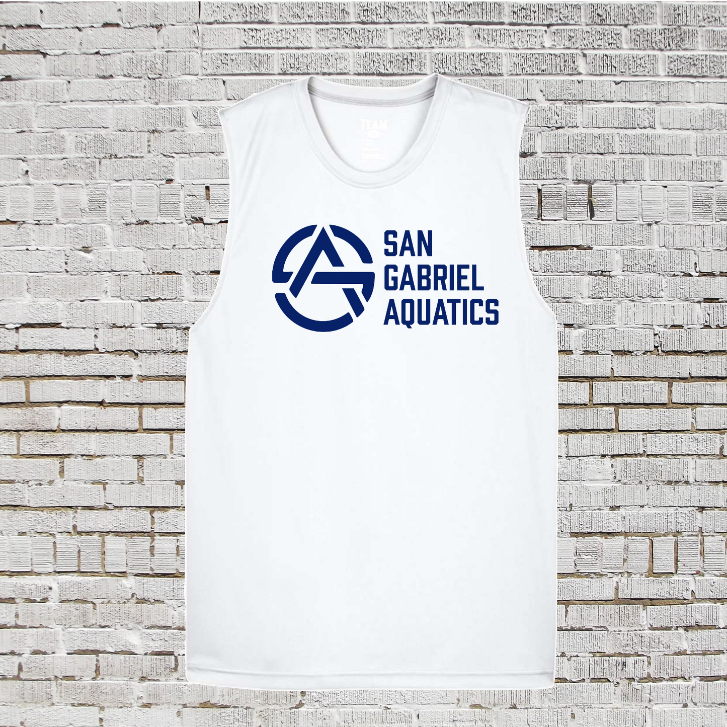 San Gabriel Aquatics Tank Top, Mens White Tank, SGA Swim Tank Top