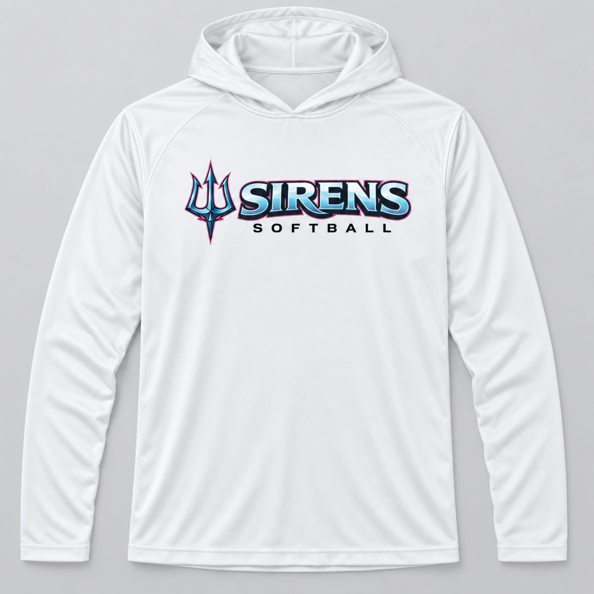 Sirens Softball White Performance Hooded Shirt