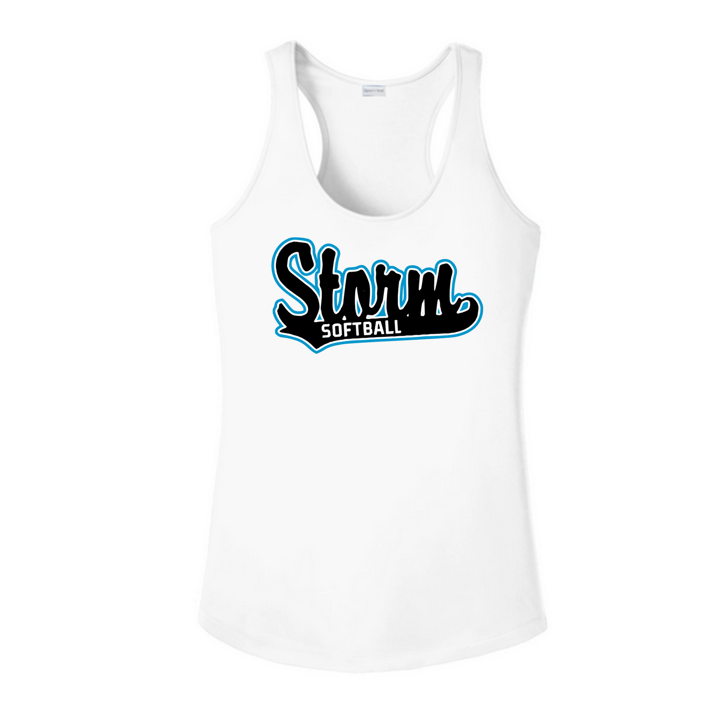 Storm Softball Racerback Tank Top, White Storm Softball Tank, Storm Spiritwear