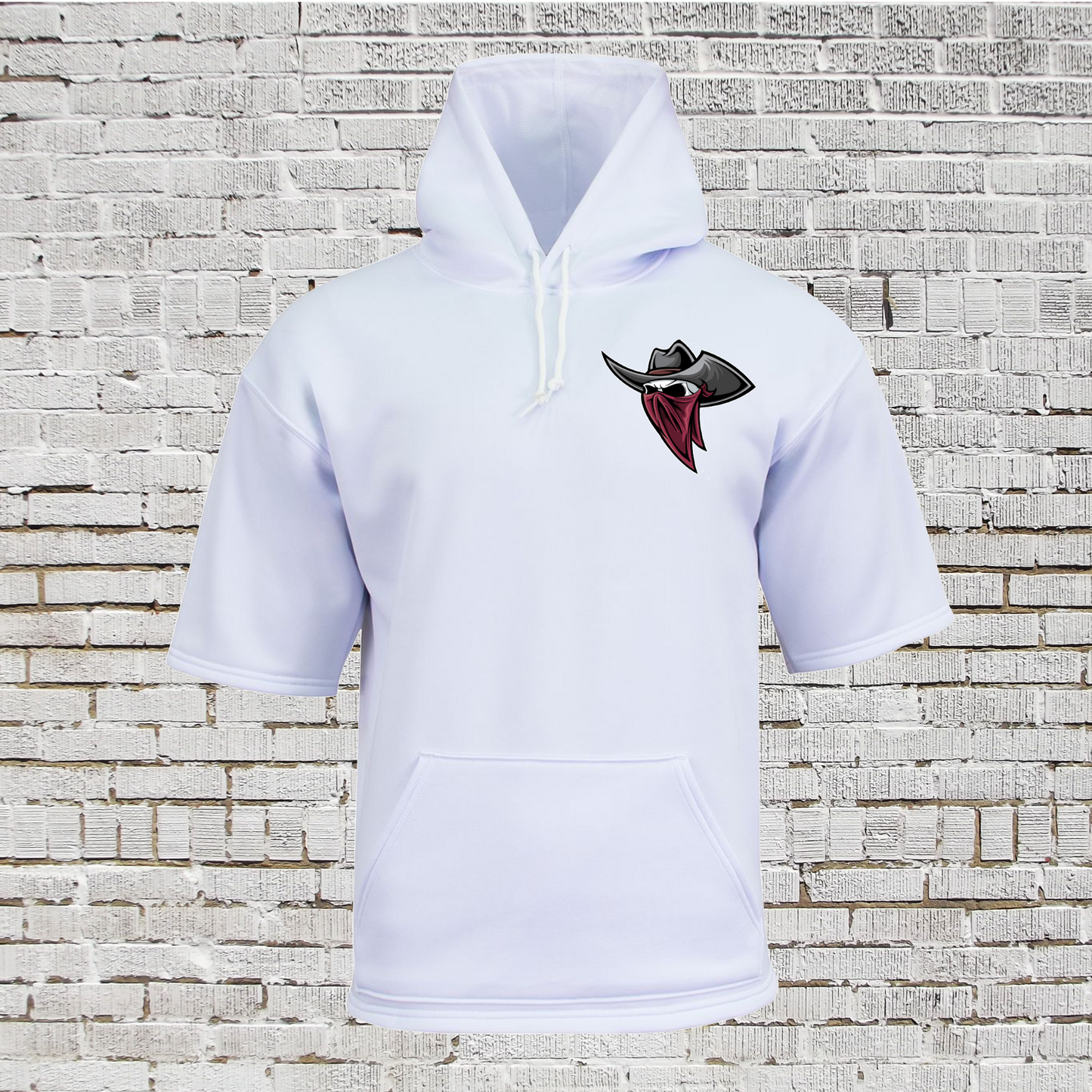 Fleece Rough Riders Hoodie, Short Sleeve Sweatshirt, White Rough Riders Hoodie