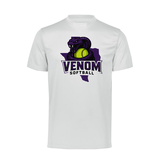 White Venom Softball Logo Shirt, Venom Fastpitch Tee, Venom Softball Spiritwear