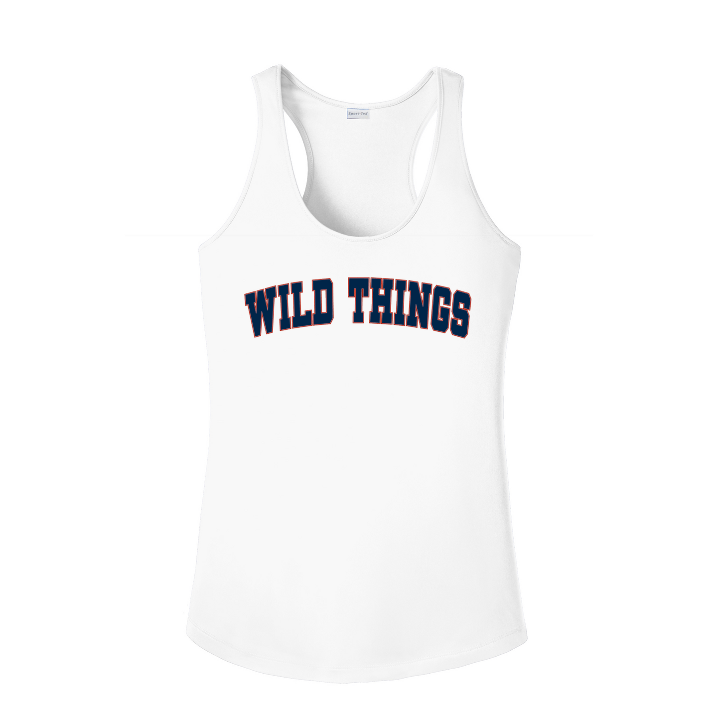 White Racerback Tank Top – Wild Things Logo | Women’s Athletic Training Tank