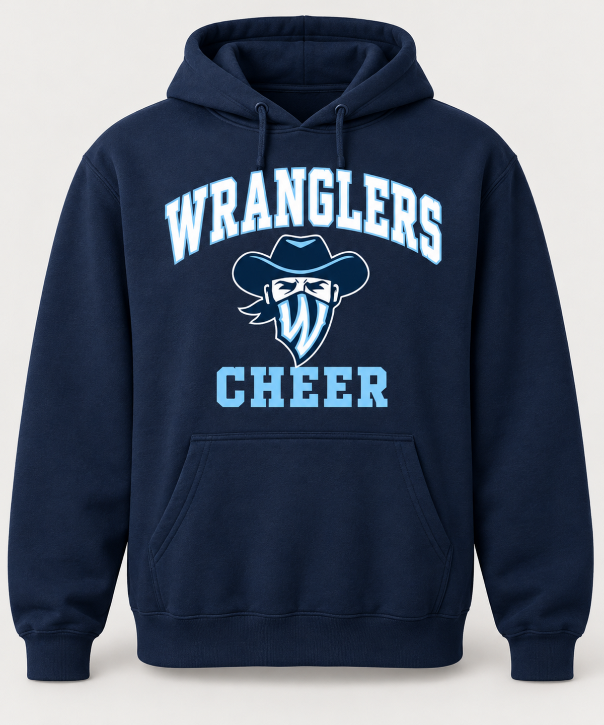 Wranglers Cheer Mascot Hoodie - Navy front product mockup