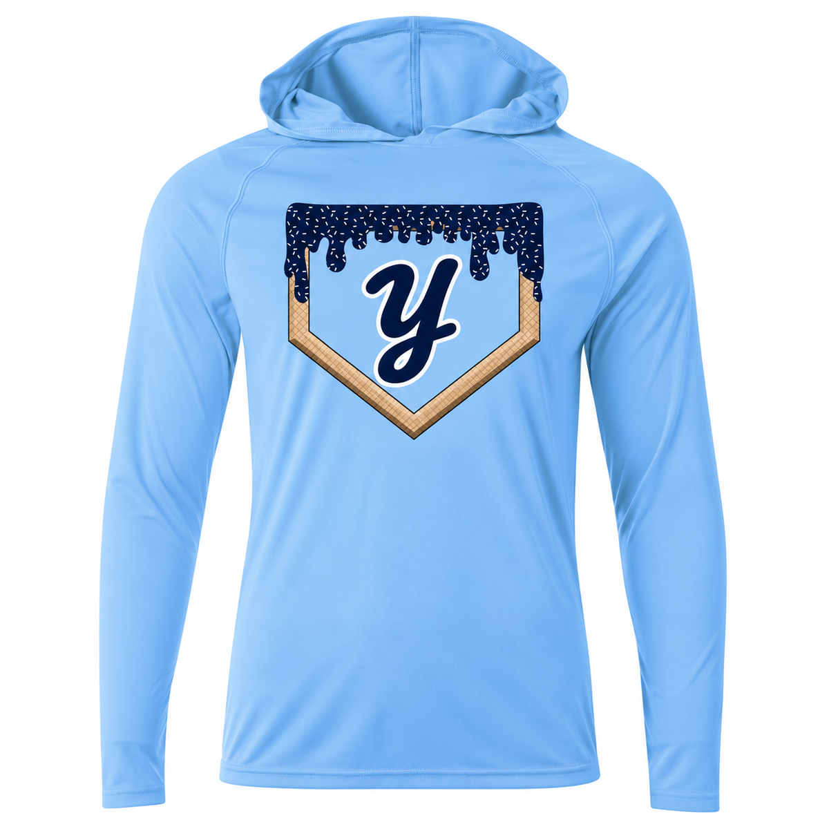 Yardbirds Columbia Blue Drip Home Plate Hoodie front individual product view