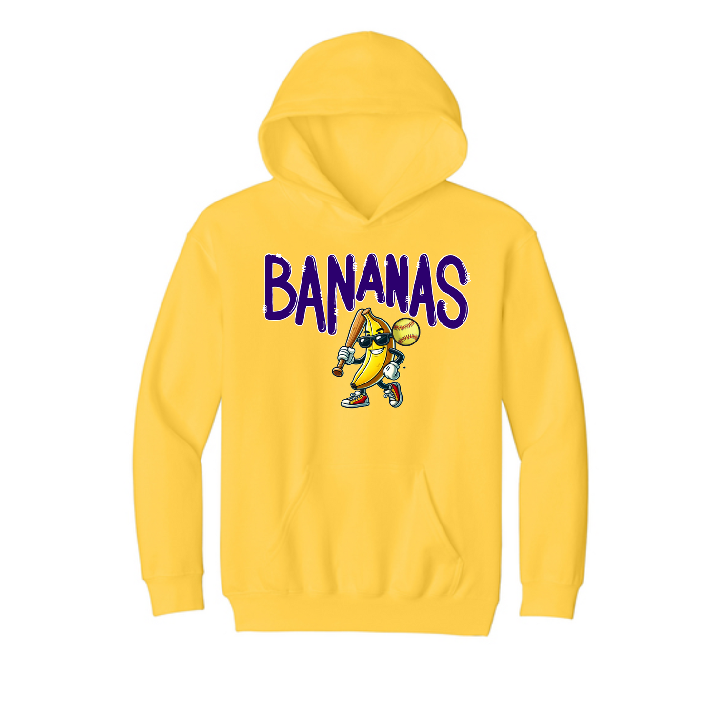 Bananas Softball Hoodie, Yellow Bananas Hoodie, Georgetown Bananas Softball Sweatshirt