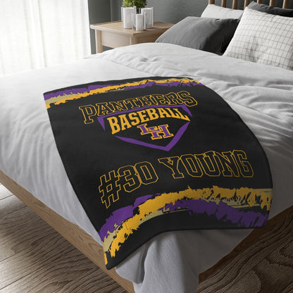 Panthers Baseball 2 Sided Velveteen Blanket, Custom Player Sports Blanket, The Hill Minky Blanket
