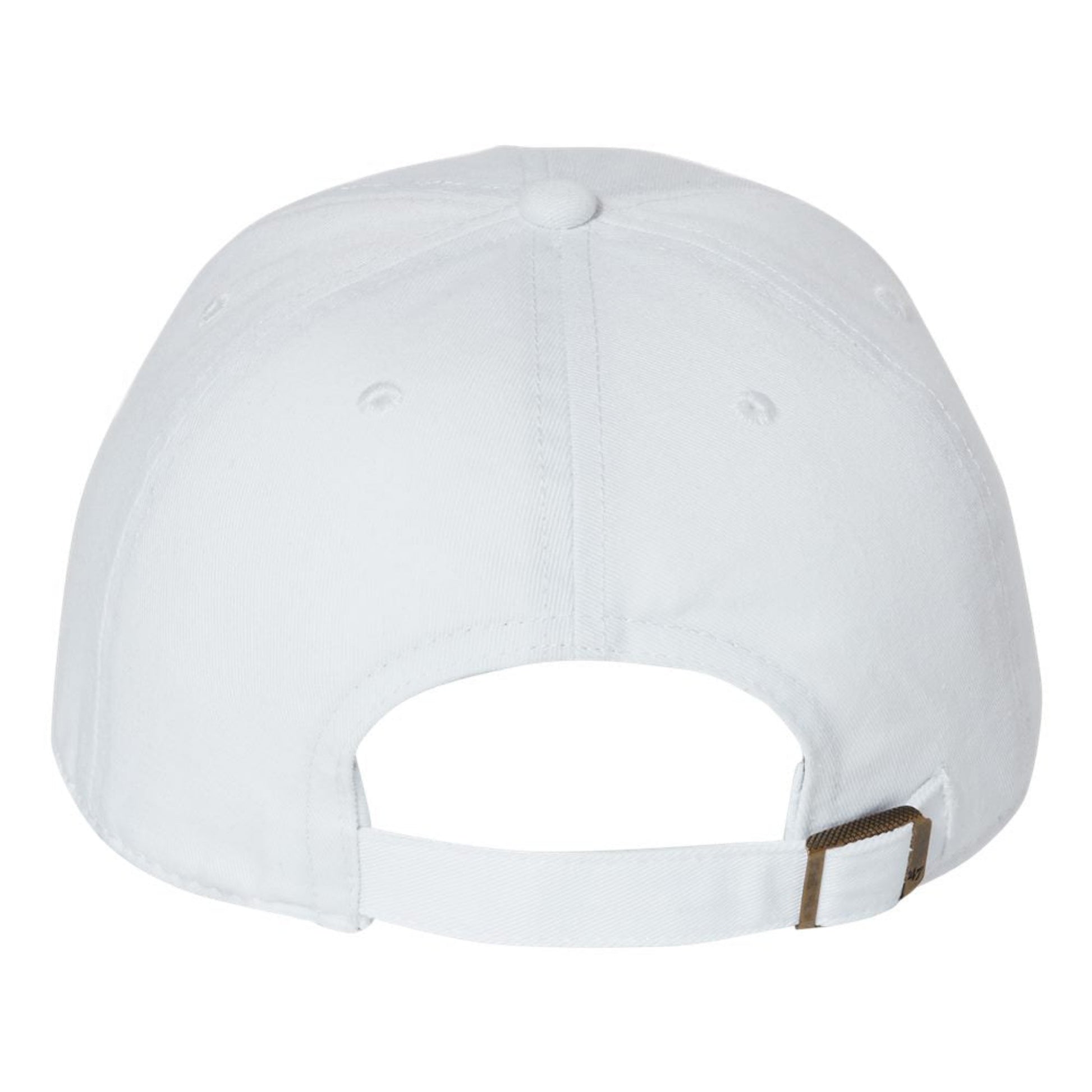 White cap with a brown strap on a white background