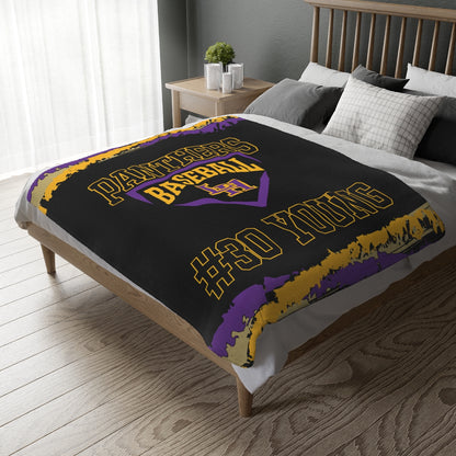 Panthers Baseball 2 Sided Velveteen Blanket, Custom Player Sports Blanket, The Hill Minky Blanket