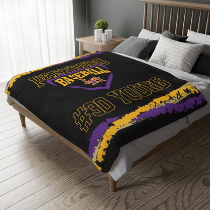 Panthers Baseball 2 Sided Velveteen Blanket, Custom Player Sports Blanket, The Hill Minky Blanket