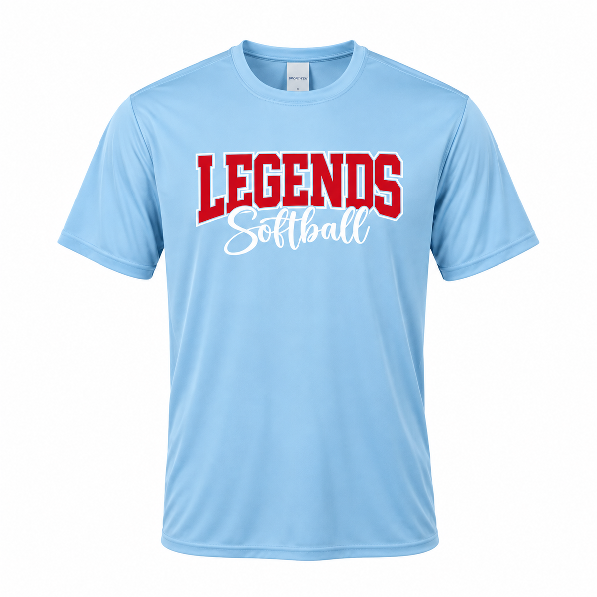 Legends Softball Blue Tee Script
