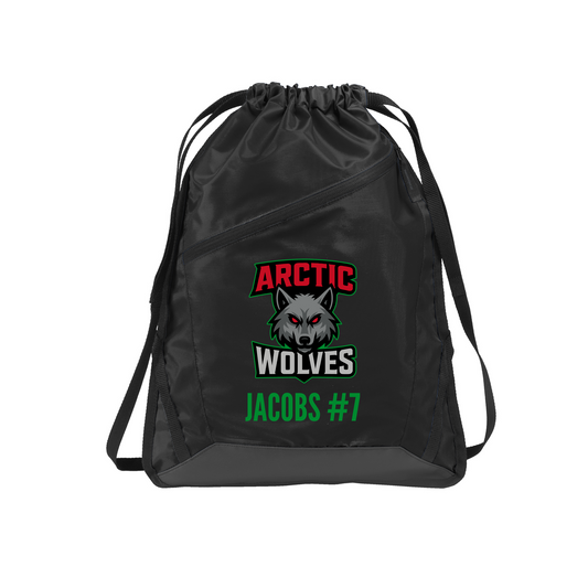 Arctic Wolves Hockey Drawstring Bag, Player Name and Number Backpack