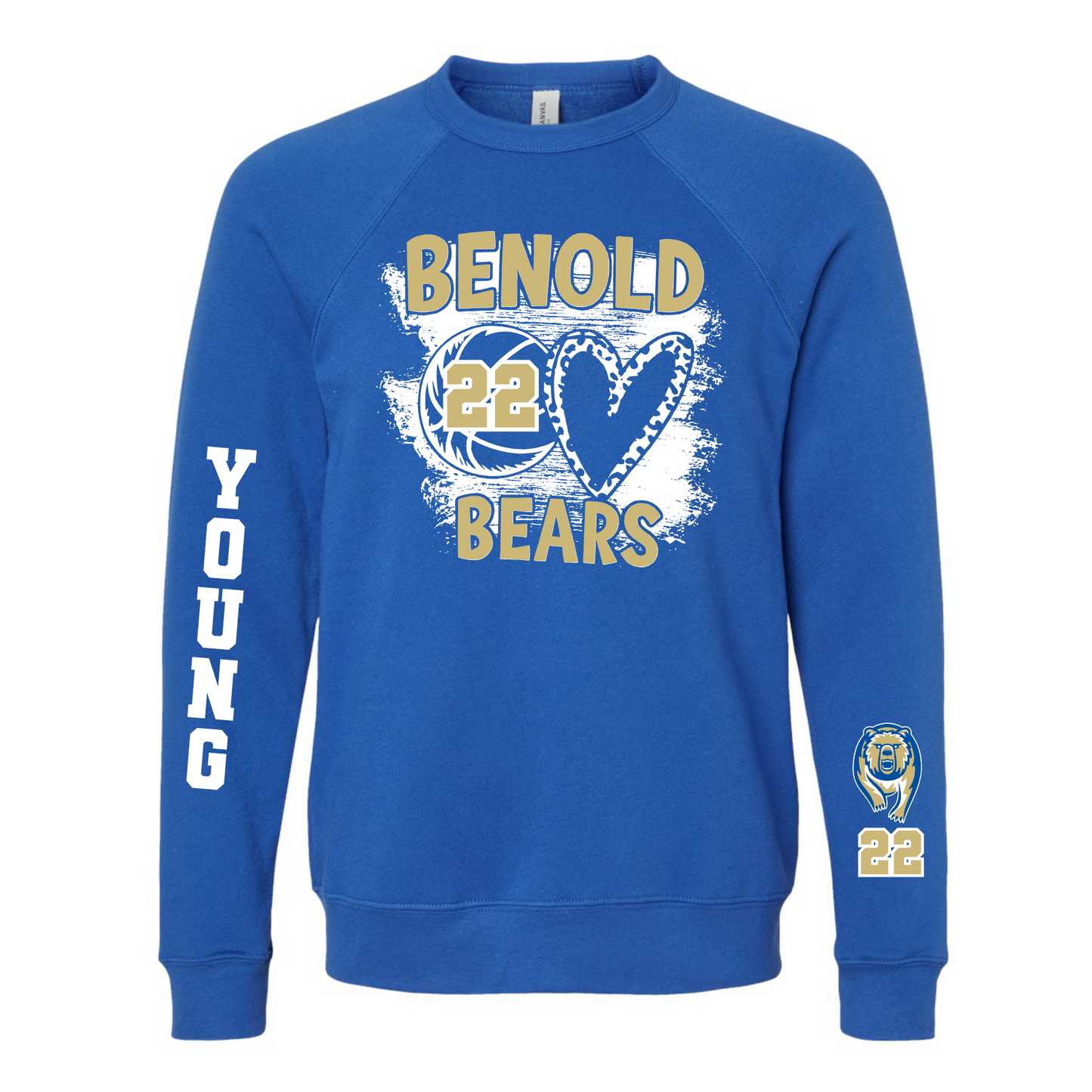 Benold Bears Basketball Heart Shirt – Comfort Colors Flo Blue Tee & Sweatshirt