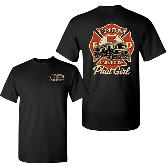 Black Georgetown Fire Dept Tee, Georgetown Lake House Tshirt, Phat Girl Short Sleeve Tee