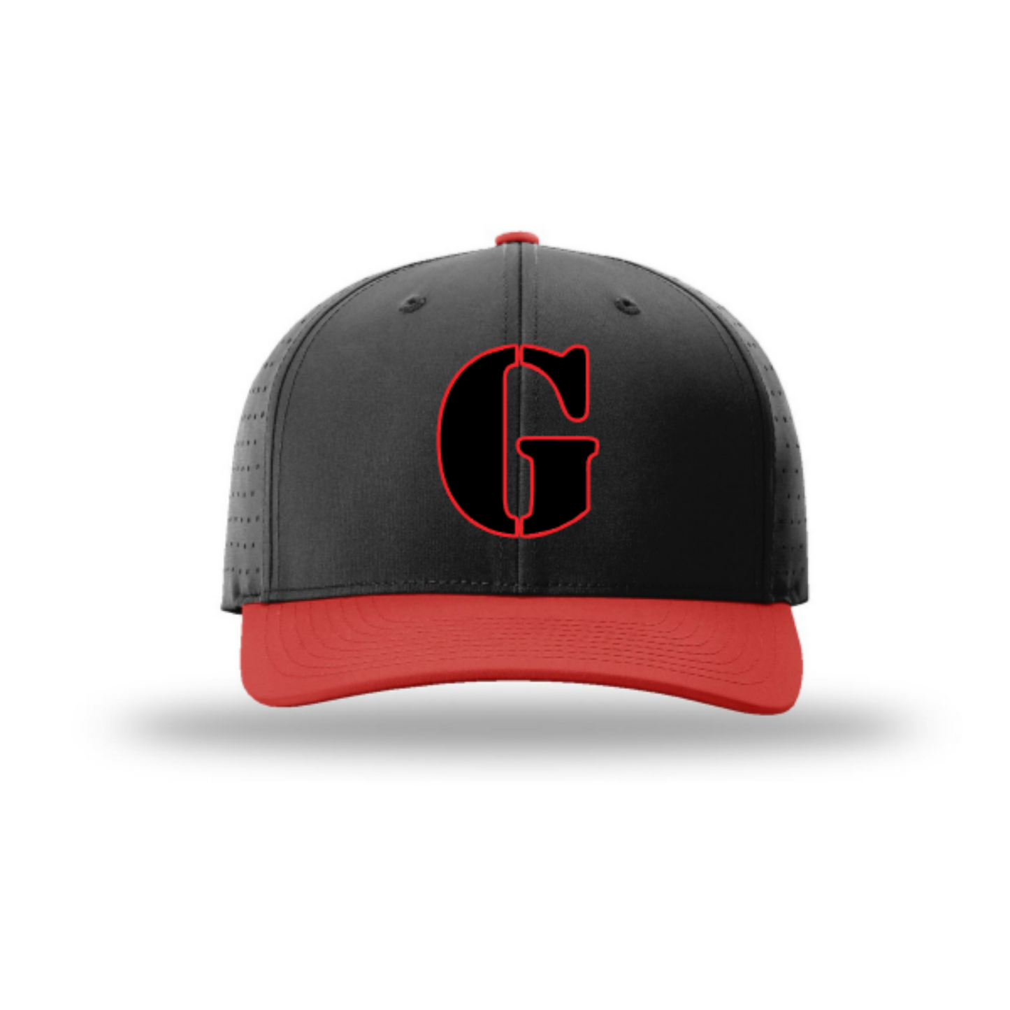 Gunners Baseball black and red snapback hat with G team logo