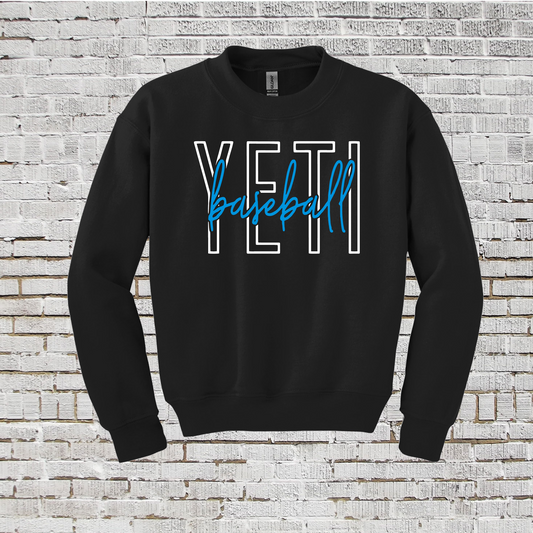 Yeti Baseball Sweatshirt, Baseball Yeti Sweat Shirt, Yeti Baseball Spiritwear