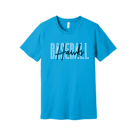 Bella and Canvas Hawks Baseball Tee, Baseball Blue Hawks Shirt, Hawks Baseball Tee
