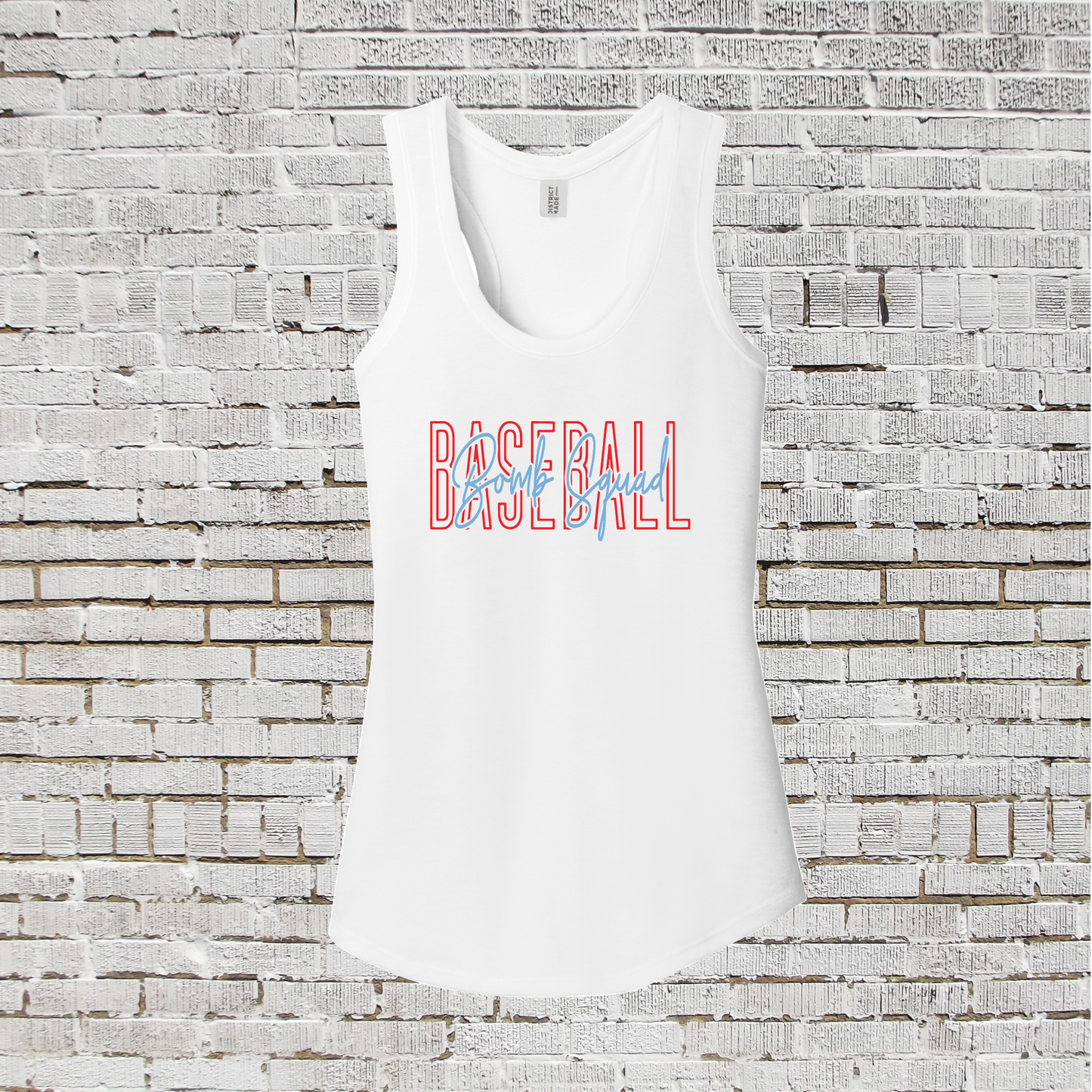 Bomb Squad Baseball Tank Top, Bomb Squad Baseball Tee, Bomb Squad White Tank, Bomb Squad Womens Shirt