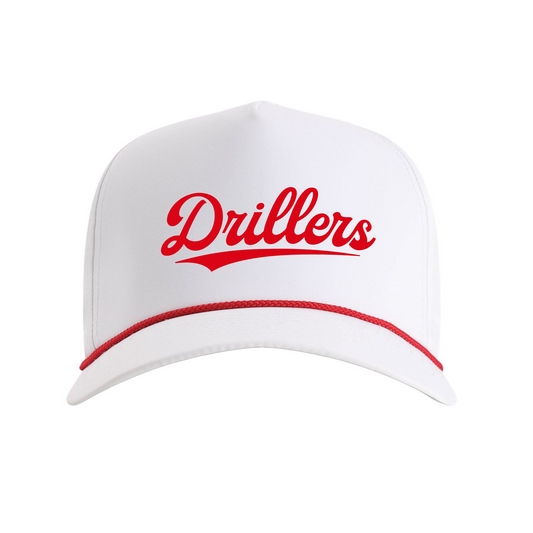 Drillers Baseball Performance Rope Hat – White/Red