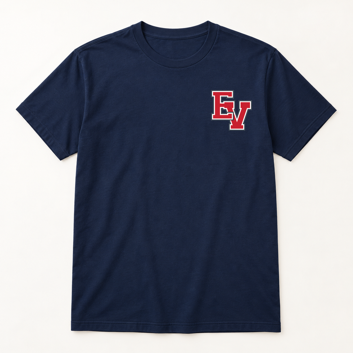 East View EV Left Chest Tee - Navy with official EV logo