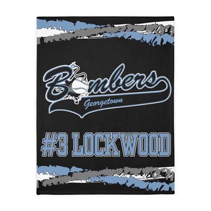 Georgetown Bombers Baseball 2 Sided Velveteen Blanket, Custom Player Sports Blanket, Player Name and Number  Minky Blanket
