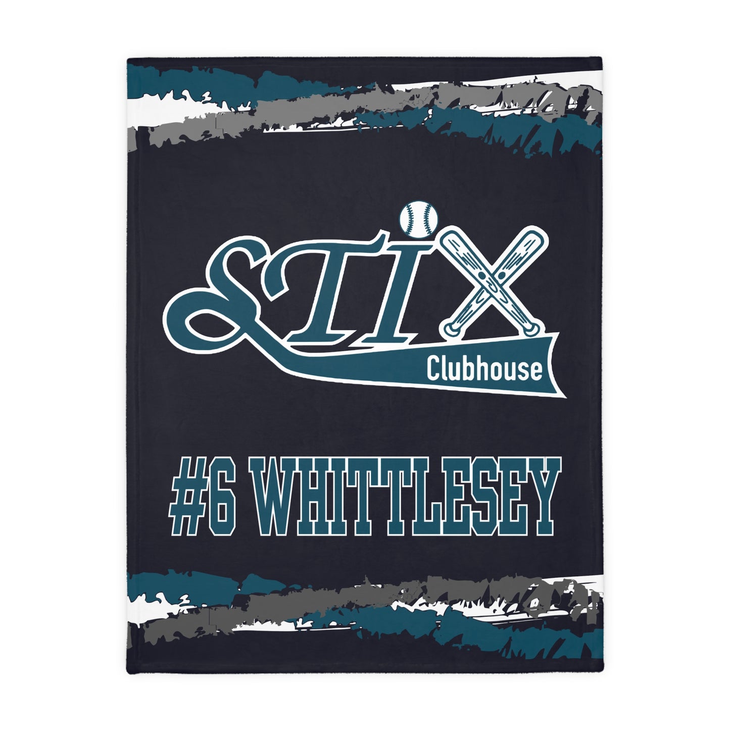Stix Clubhouse Softball 2 Sided Velveteen Blanket, Custom Player Sports Blanket, Player Name and Number  Minky Blanket