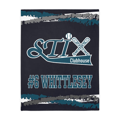 Stix Clubhouse Softball 2 Sided Velveteen Blanket, Custom Player Sports Blanket, Player Name and Number  Minky Blanket