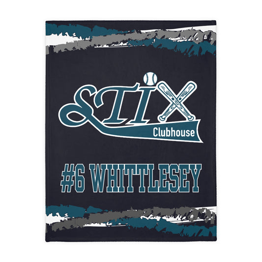 Stix Clubhouse Softball 2 Sided Velveteen Blanket, Custom Player Sports Blanket, Player Name and Number  Minky Blanket