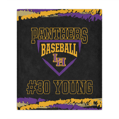 Panthers Baseball 1 Sided Velveteen Blanket, Custom Player Sports Blanket,